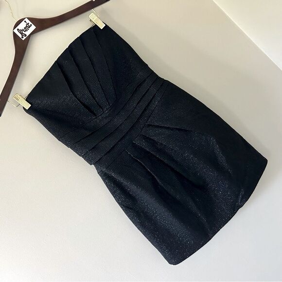 Ramy Brooks Shimmery Black Fitted Strapless Mini Dress Women's P excellent prewo - Picture 3 of 8
